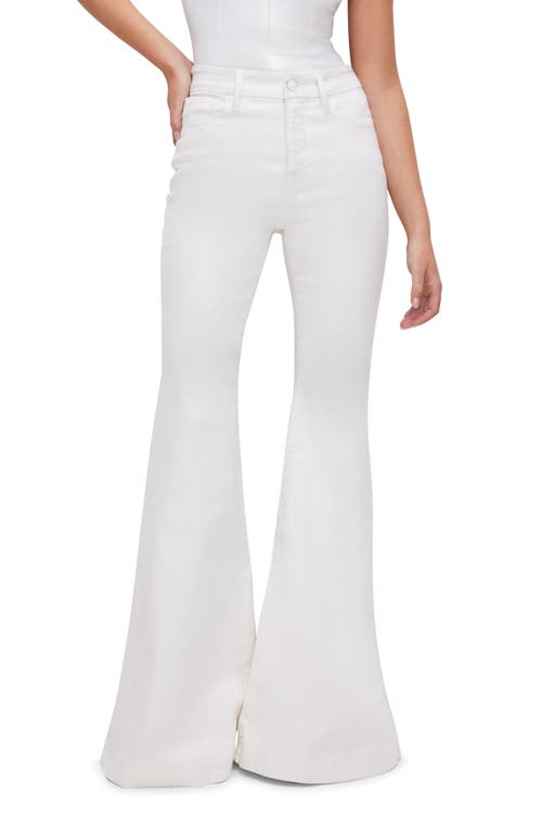 Good American Waist Super Flare Jeans Cloud White001 at