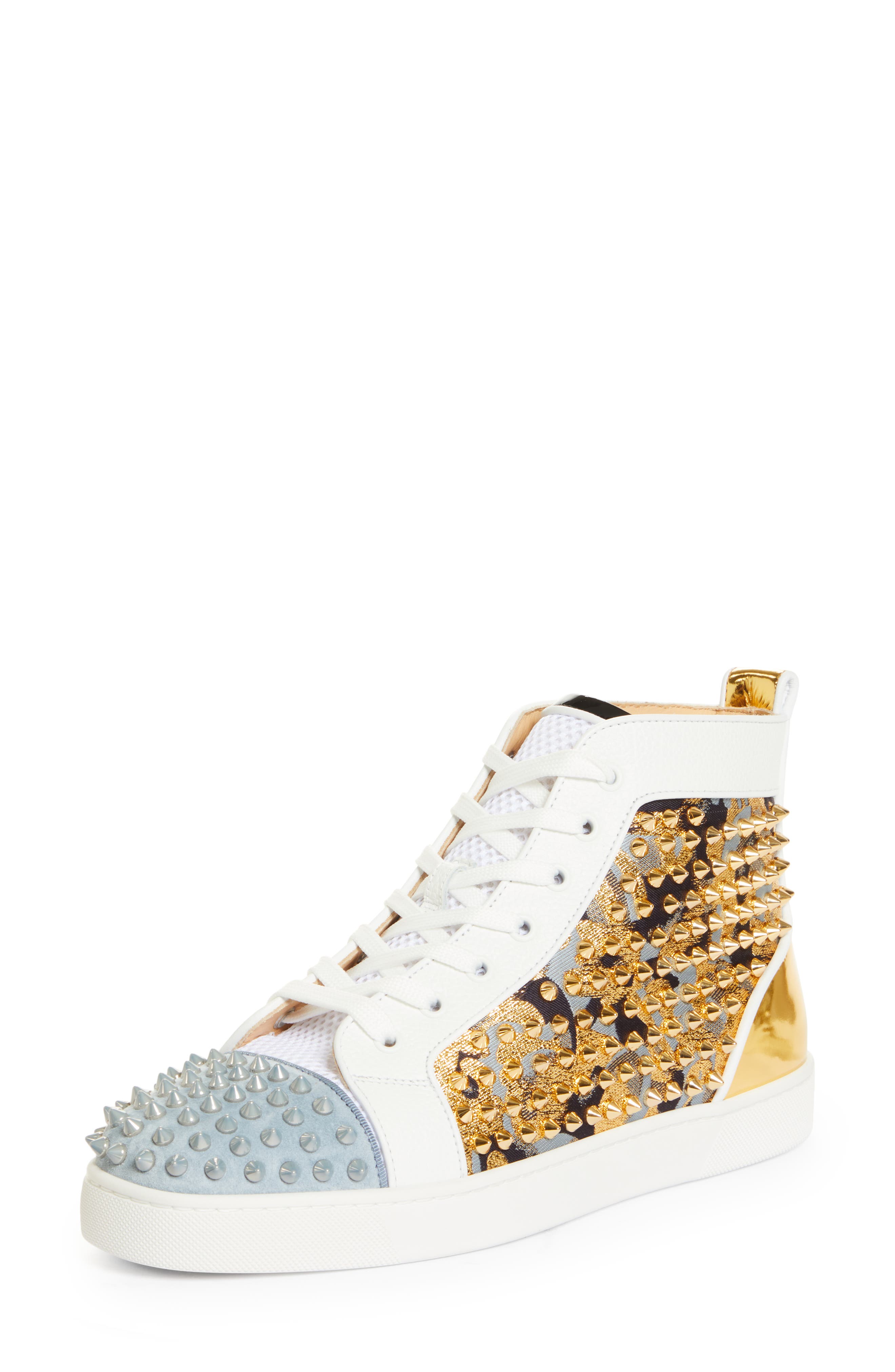 gold christian louboutin sneakers