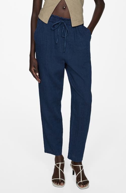 Mango Women's Elastic Waist Cotton Pants In Night Blue