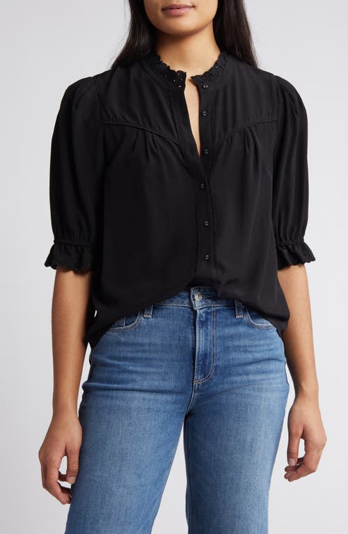 Eyelet Accent Top in Black