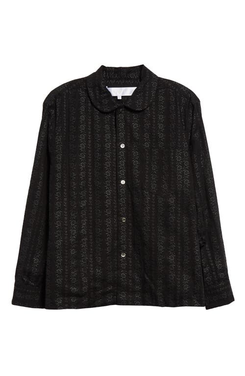 Shop Tao Comme Des Garçons Floral Cotton Button-up Shirt In Black