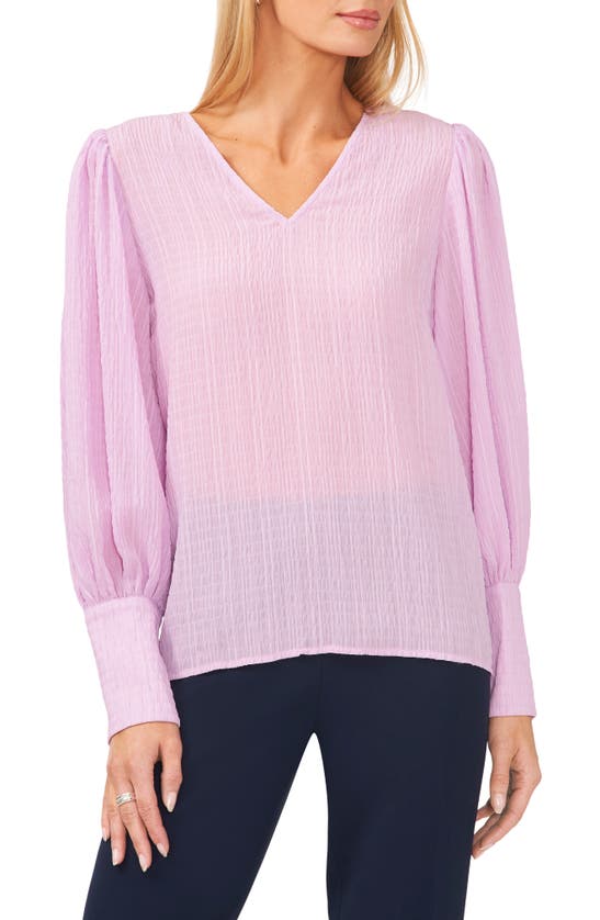 Halogen Textured Puff Shoulder Blouse In Orchid Bloom