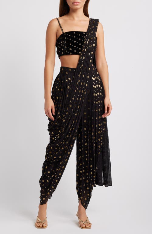 Sani Farah Dhoti & Dupatta Set in Black 