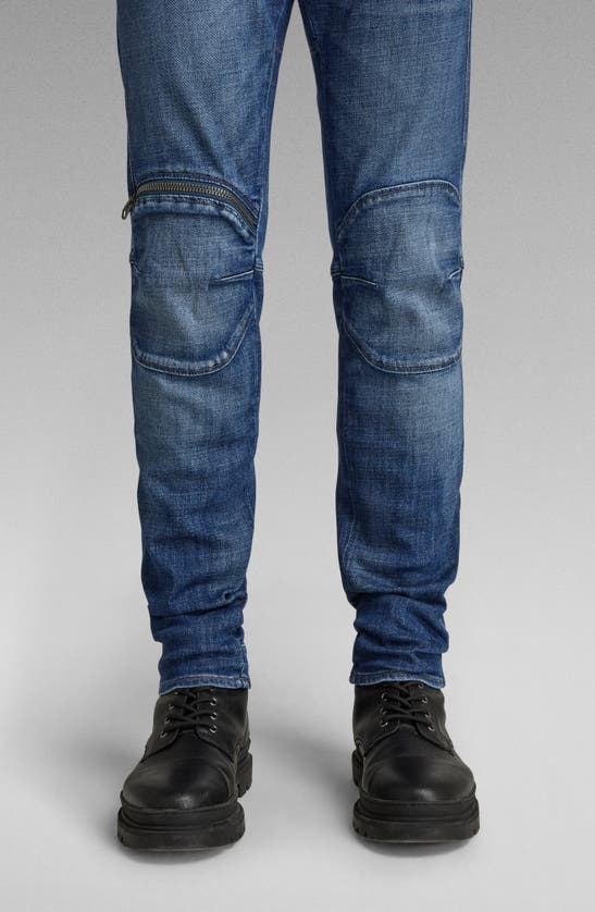 Shop G-star 5620 3d Zip Knee Skinny Jeans In Faded Water