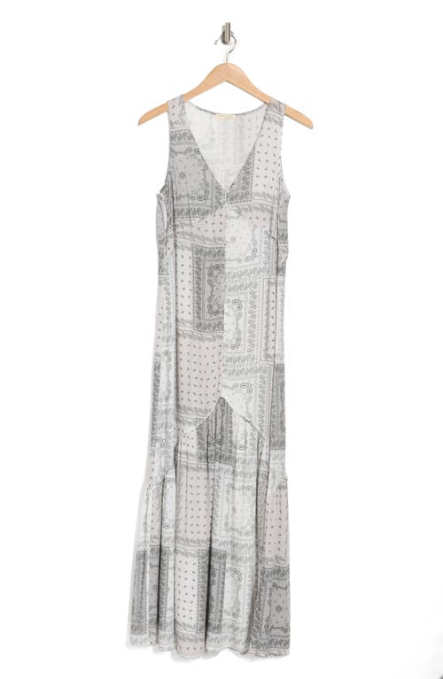 Shop Lovestitch Paisley Patchwork Maxi Dress In Off White/grey
