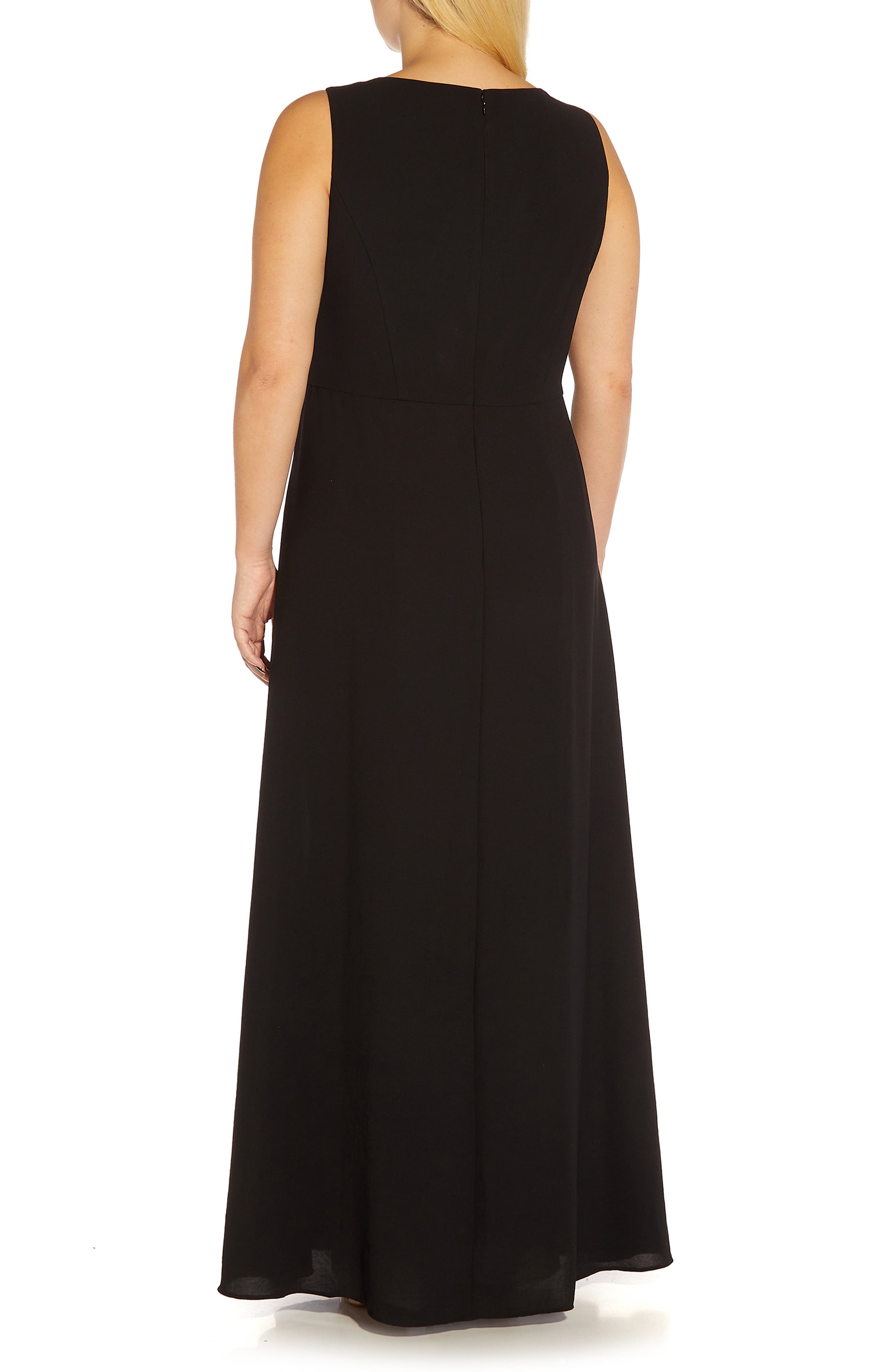 Adrianna Papell Crepe Overlay Jumpsuit in Black Ivory Smart Closet