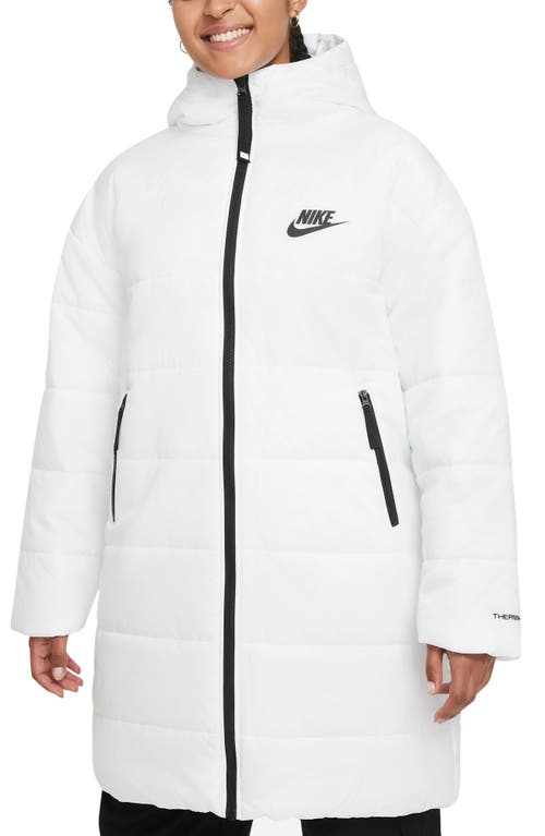 Nike Therma-FIT Repel Quilted Parka in White/Black/Black