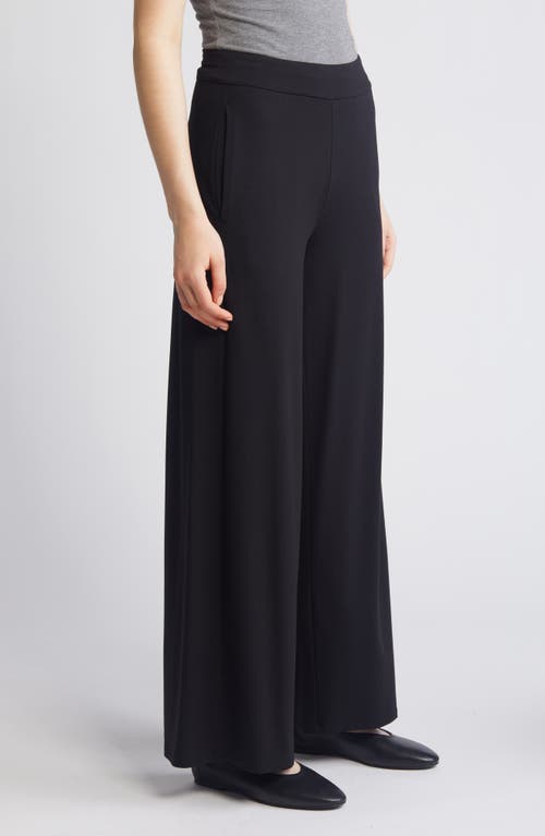 Eileen Fisher Wide-leg Stretch-jersey Trousers In Black