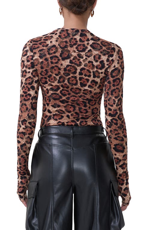 Shop Afrm Kaylee Print Lace Top In Cocoa Leopard