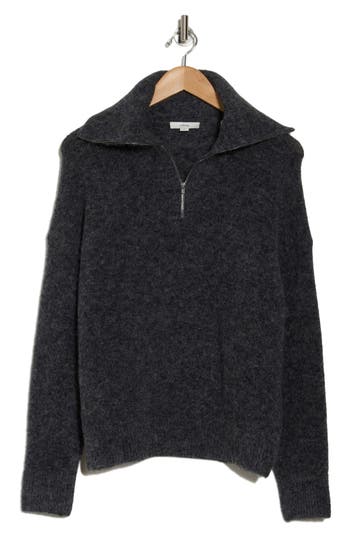 Vince Quarter Zip Sweater In Dark Heather Grey