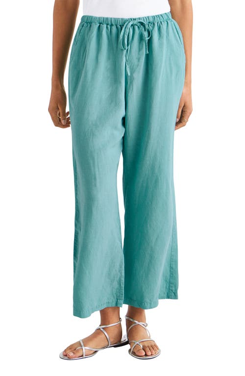 Shop Splendid Dawson Linen Blend Drawstring Pants In Turquoise