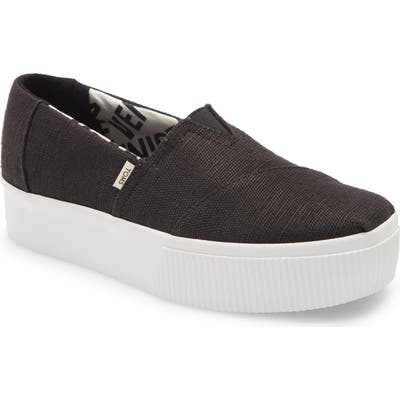 Toms Alpargata Boardwalk Platform Slip-On- Black