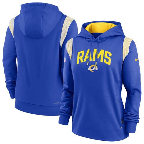 Women's Junk Food Royal/White Los Angeles Rams Sideline Stripe Pullover  Hoodie