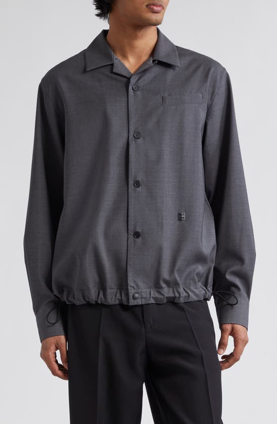 Shop Givenchy Wool Overshirt In Grey