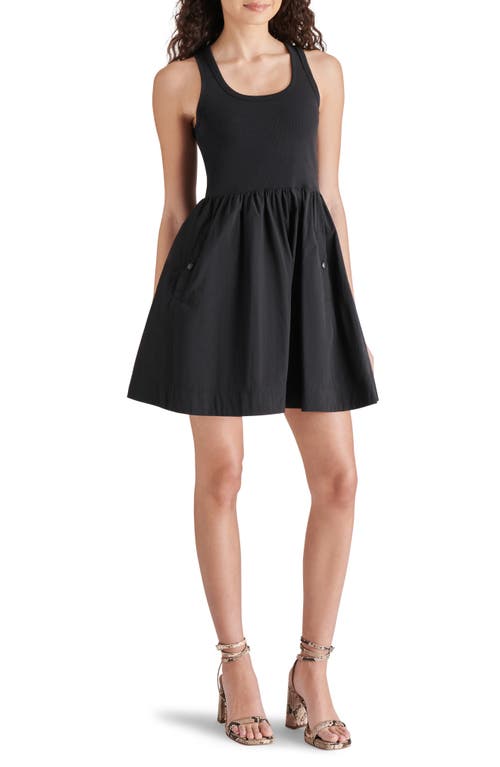 Steve Madden Tottenham Mixed Media Mini Dress In Black