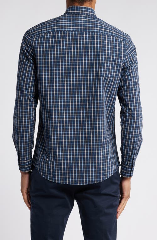 Nordstrom Trim Fit Check Stretch Button-down Shirt In Navy- Teal Tay Check