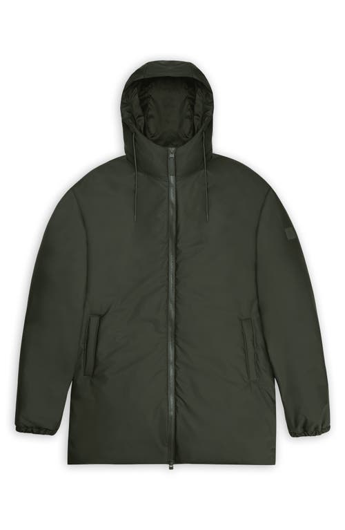 Shop Rains Lohja Long Insulated Rain Jacket In Green