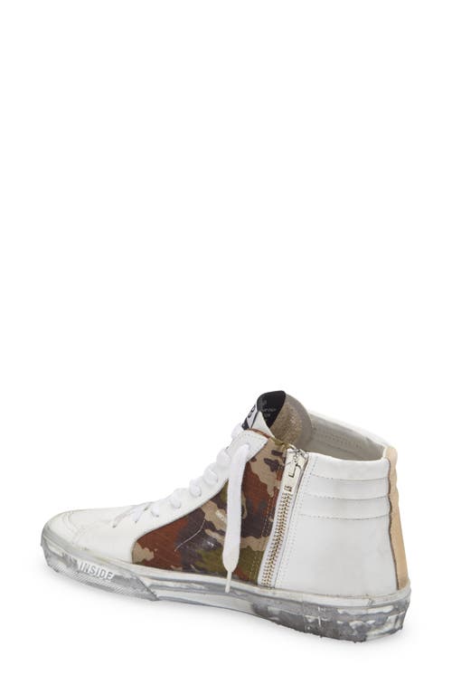 Shop Golden Goose Slide High Top Sneaker In White/green/silver