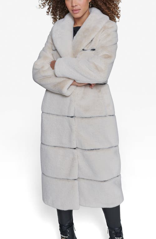 Shop Karl Lagerfeld Paris Faux Fur & Faux Leather Coat In Oyster