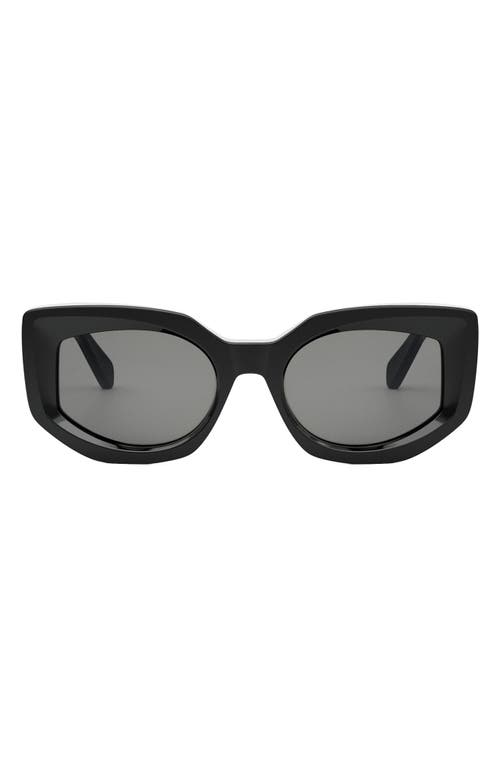 Celine Butterfly 54mm Sunglasses In Shiny Black/smoke