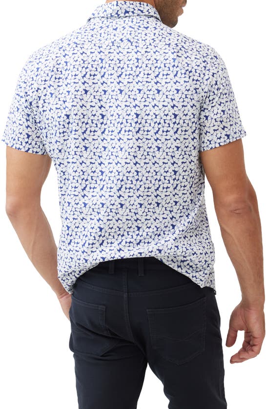 Shop Rodd & Gunn Mitchies Crossing Sports Fit Floral Short Sleeve Cotton Button-up Shirt In Sea Blue
