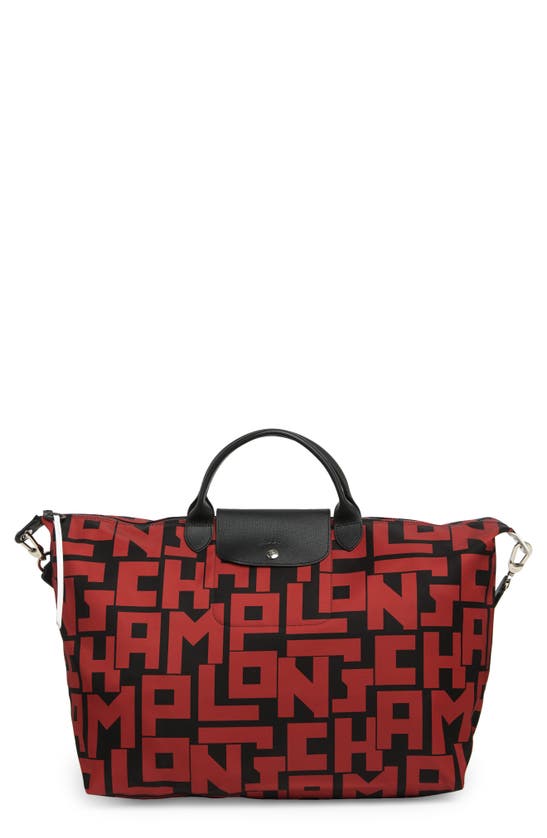 Longchamp Le Pliage Travel Bag In Black/ Brick | ModeSens