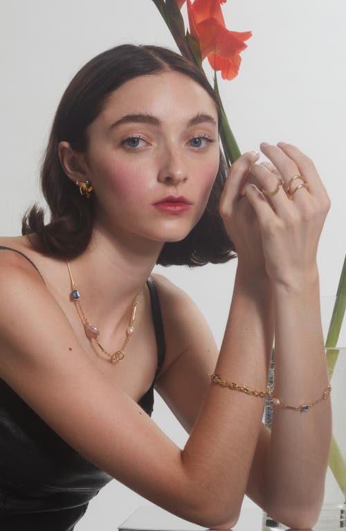 Lady Grey Nova Necklace In Gold/blue Zircon/blush Pearl