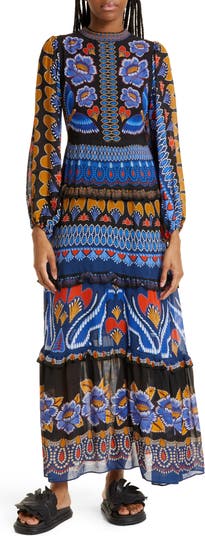 FARM Rio Ainika Long Sleeve Chiffon Dress | Nordstrom