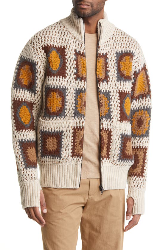Oliver Spencer Dawlish Zip-up Wool Cardigan In Beige