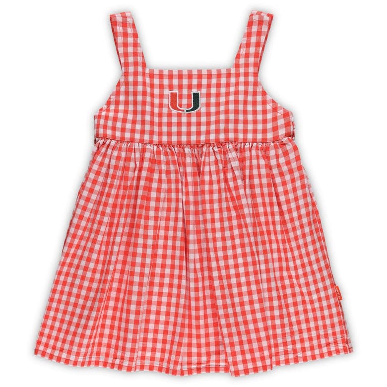 Garb Kids' Girls Toddler  Orange Miami Hurricanes Cara Woven Gingham Dress