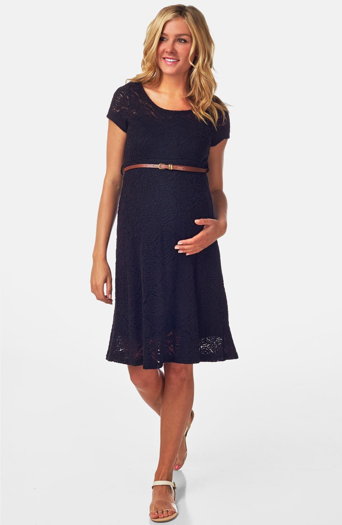 PinkBlush Belted Lace Maternity Dress Nordstrom