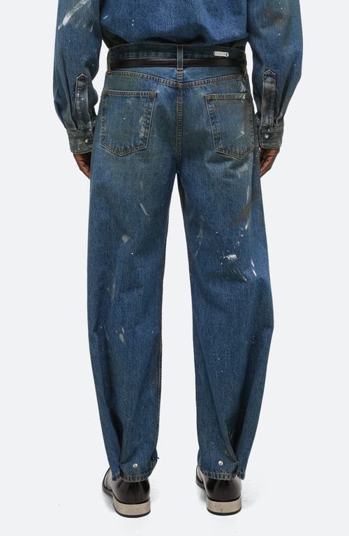 Shop Helmut Lang Painted Denim Wide Leg Jeans In Mid Indigo Painter