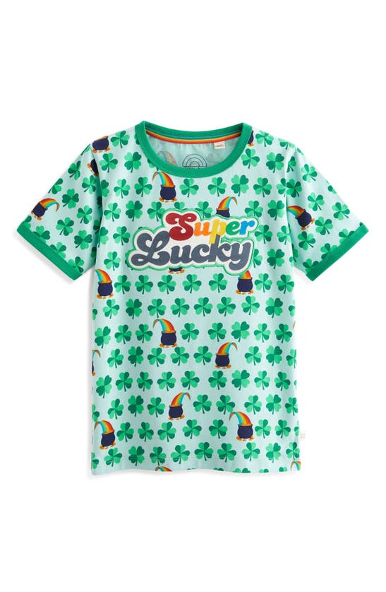 Shop Little Bird Kids' Super Lucky Cotton Graphic T-shirt In Green