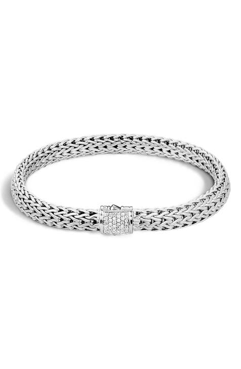 Classic Chain Pavé Diamond Station Rope Bracelet