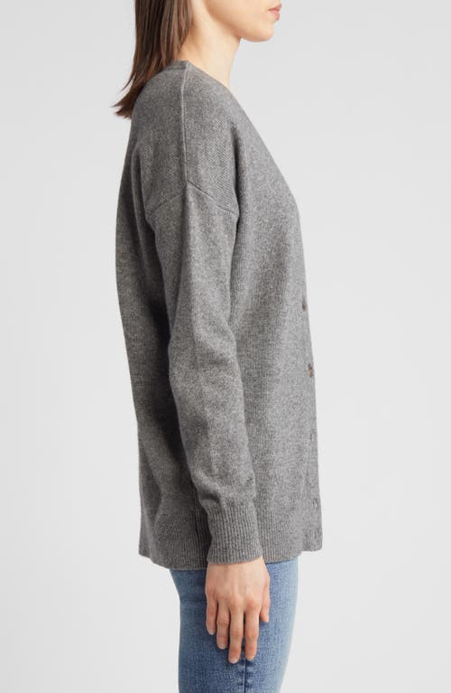 Shop Madewell Relaxed V-neck Wool Blend Cardigan In Heather Pewter