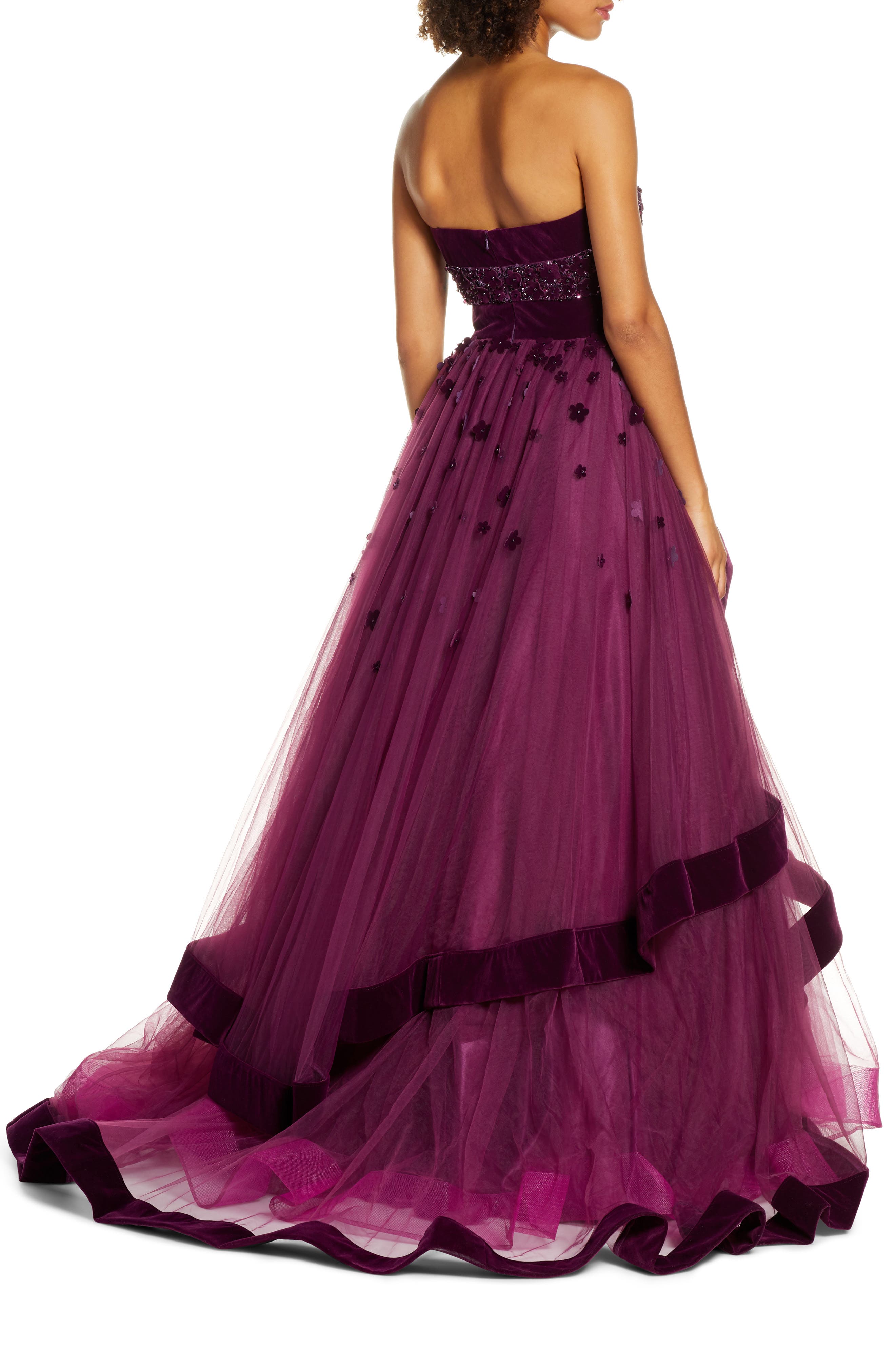 mac duggal burgundy dress