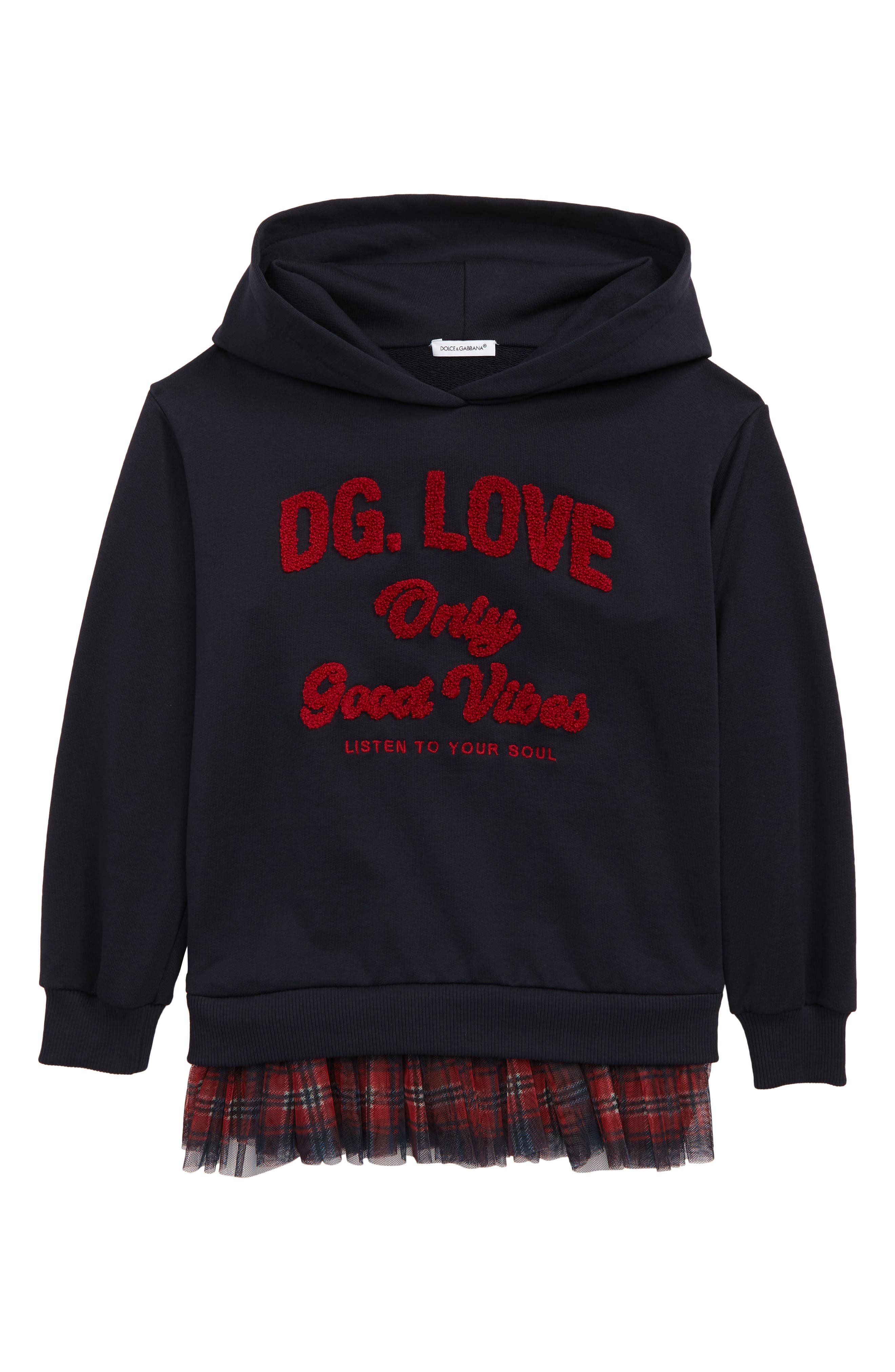 Dolce & Gabbana Kids' DG Love Graphic Hoodie in Dark Blue at Nordstrom, Size 6 Us