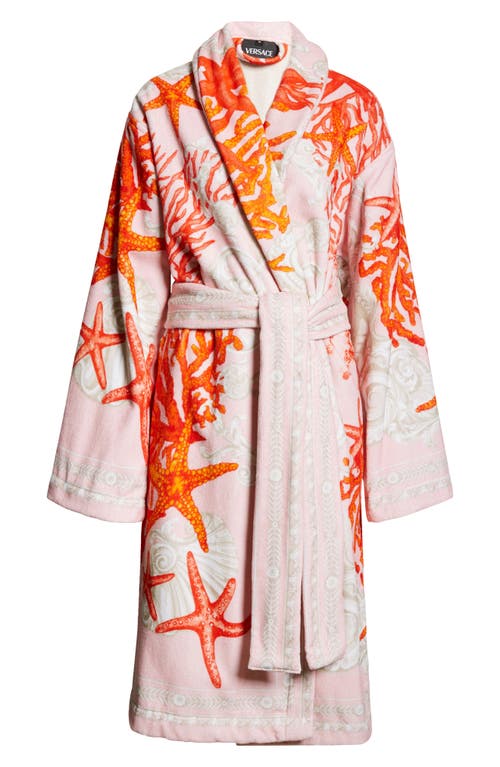 Versace La Vacanza Cotton Terry Cloth Robe In Multi