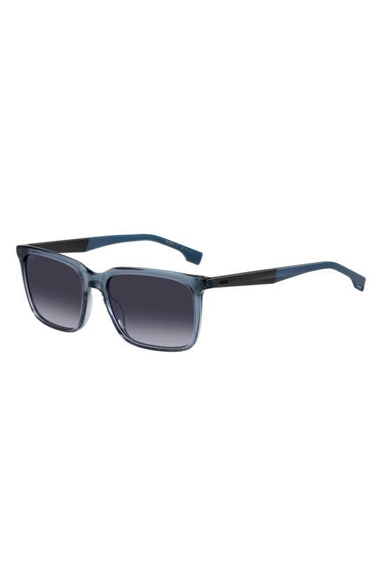 Shop Hugo Boss Boss 57mm Rectangular Sunglasses In Blue