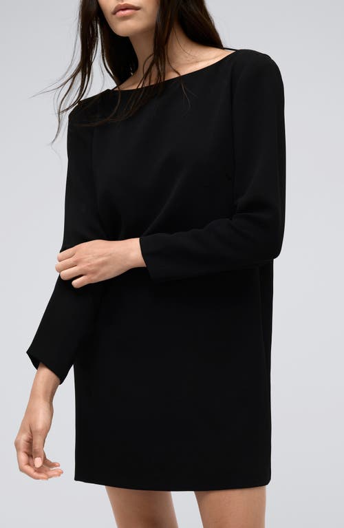 Kenneth Cole Drape Back Long Sleeve Shift Dress In Black