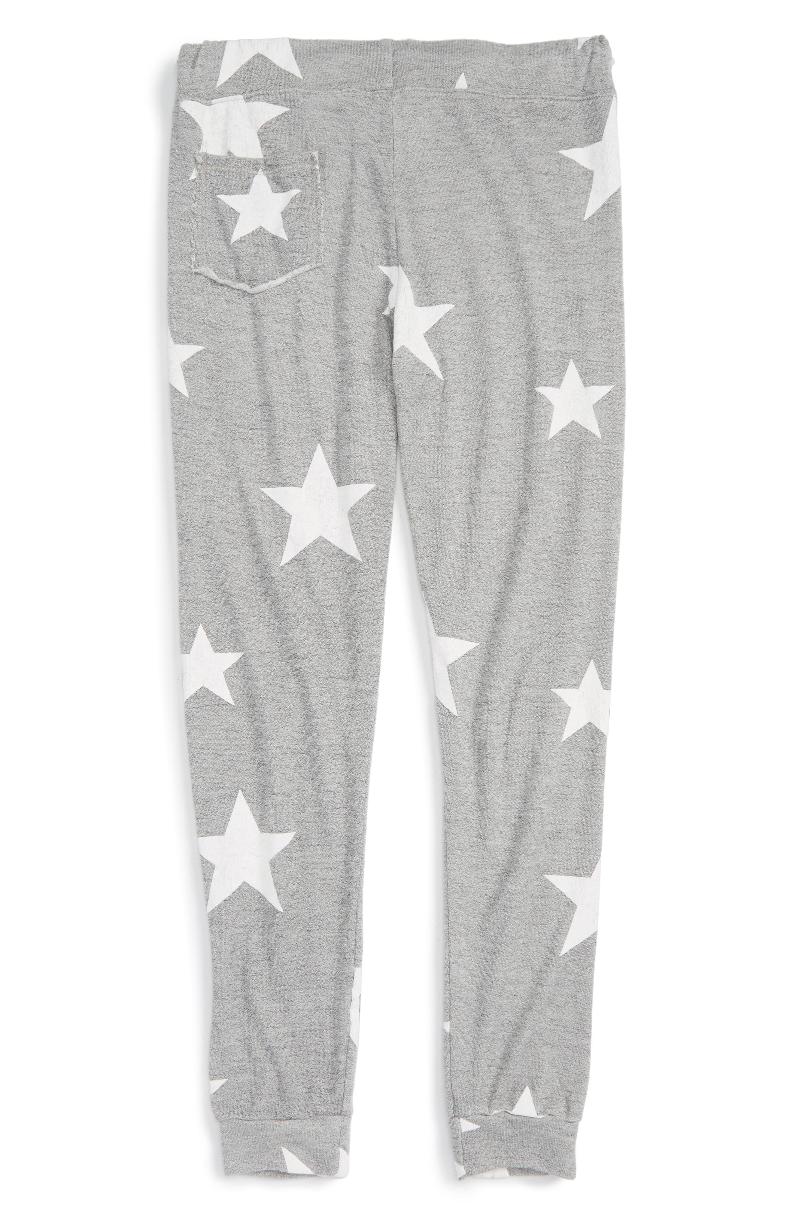 grey sweatpants with white stars