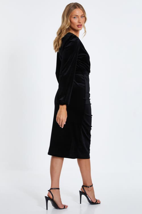 QUIZ QUIZ VELVET WRAP MIDI DRESS
