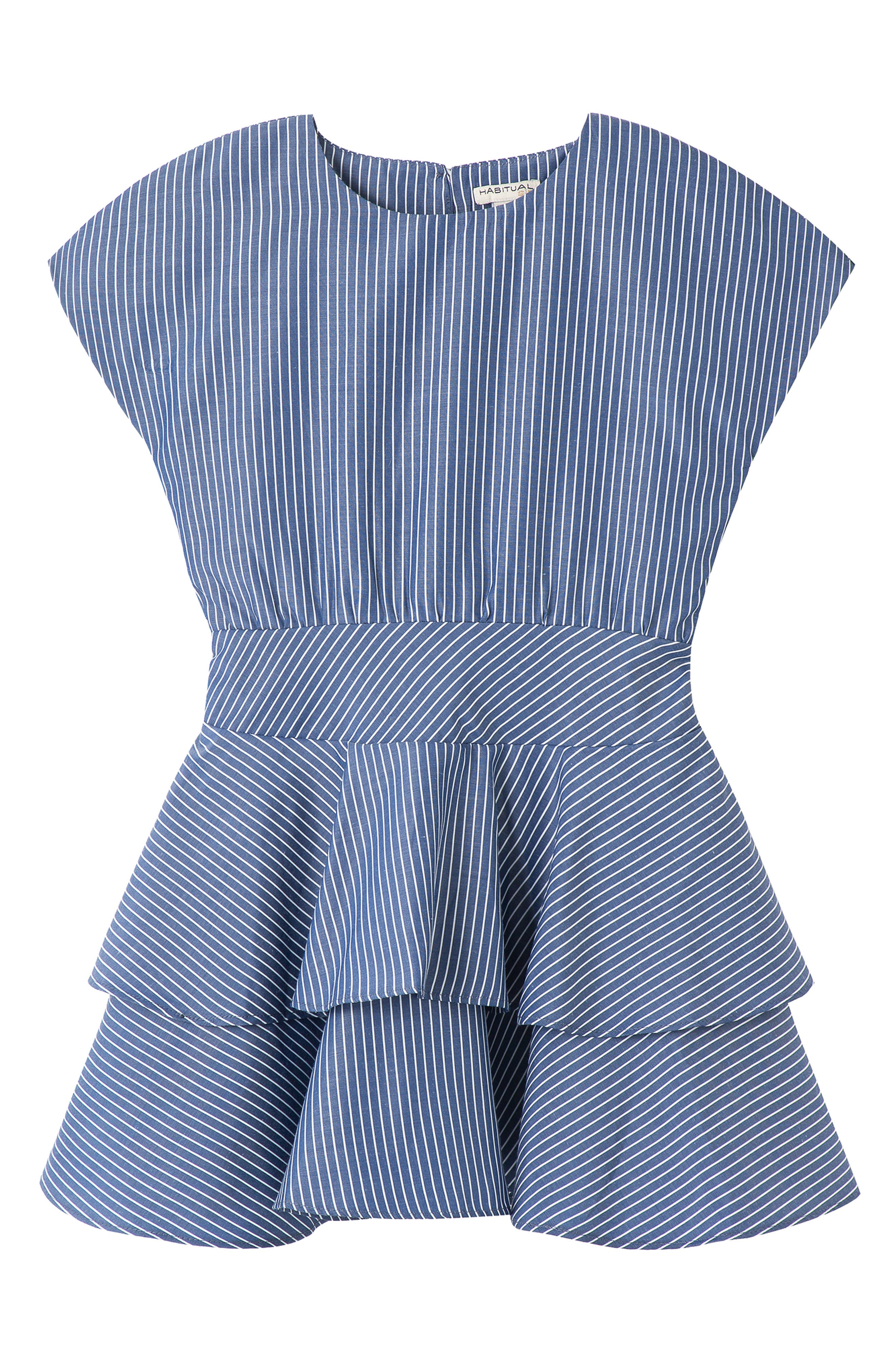 Habitual Girl Habitual Kids Kids' Danni Dropwaist Peplum Dress in Indigo 