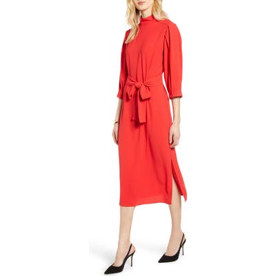 Halogen Tie Waist Dress, Red