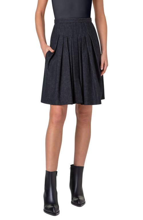 Akris Pleated Denim Skirt Black at Nordstrom,