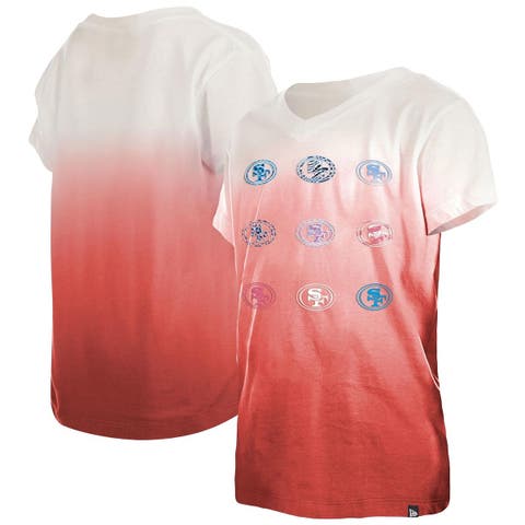 Girl's Youth New Era Pink Milwaukee Brewers Jersey Stars V-Neck T