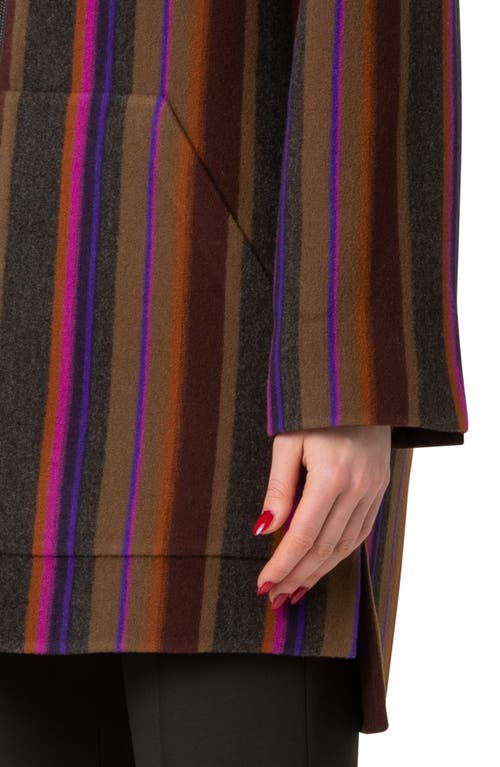 AKRIS AKRIS FABIOLA STRIPE DOUBLE FACE WOOL COAT 