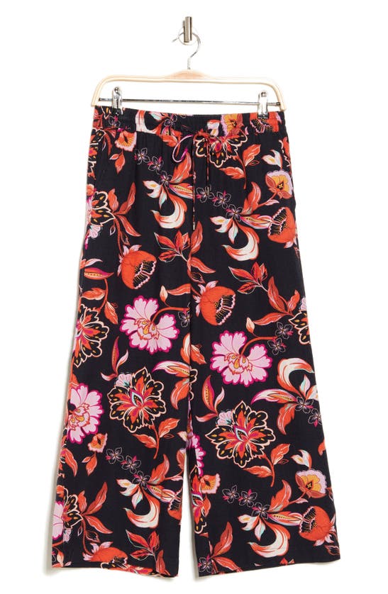 Laundry By Shelli Segal Floral Print Wide Leg Pants In Navy Floral