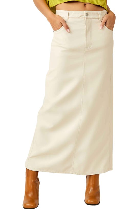 Free People City Slicker Faux Leather Maxi Skirt In Nilla Cream