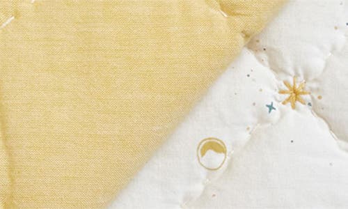 Pehr Reversible Quilted Organic Cotton Blanket In Ivory/marigold